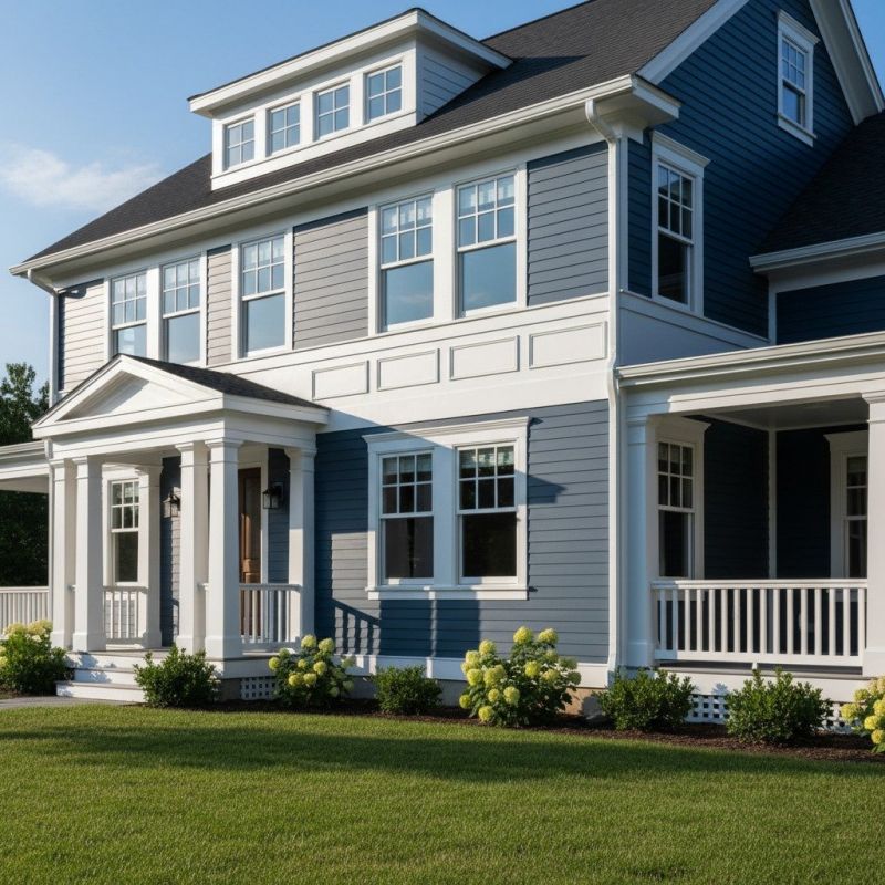 Blue Siding Installation